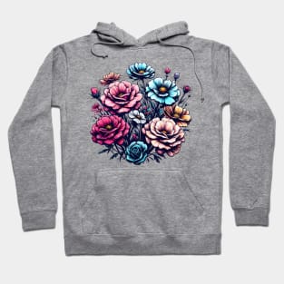 Crayon Garden: Colorful Crayon Roses Hoodie